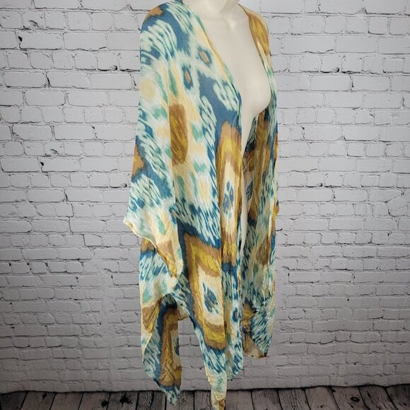 Free People By Bindya Multicolor Lightweight Gauzy Open Duster Cardigan One Size - Picture 12 of 12